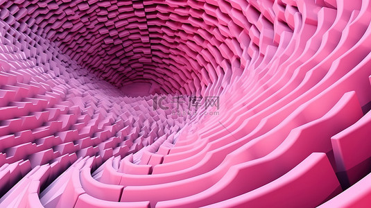 经济分析矢量图背景图片_3D 插图中具有多个圆形踏板的粉红色抽象纹理的螺旋背景