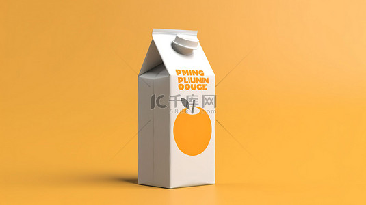 3D 渲染牛奶或果汁盒的零售包装模型，盖子在白色背景上单独呈现