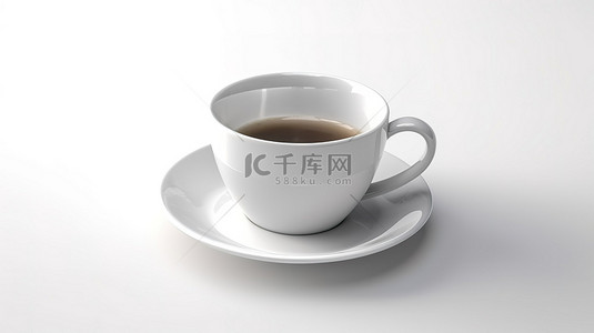 足球盘带背景图片_3d 渲染白色背景，带有空咖啡杯