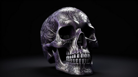 万圣节主题的头骨或骷髅头的 3D 渲染，设计为装饰装饰品