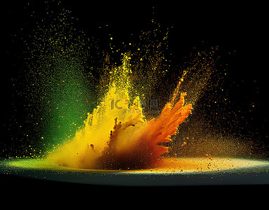 溅射背景图片_橙色和黄色粉末相互溅射