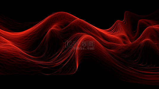 红色曲线装饰抽象背景
