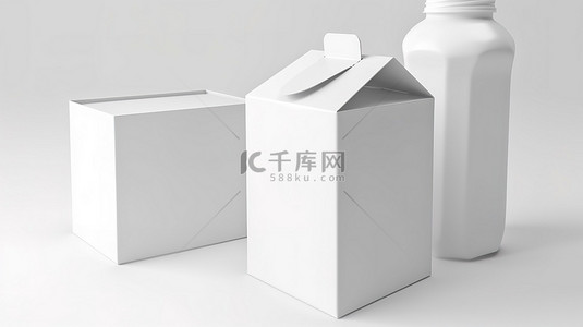 3d 创建的白色背景上的空牛奶汁纸盒
