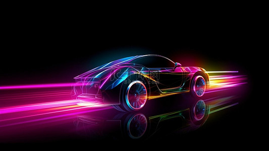 科技线条紫色背景图片_汽车光效抽象速度