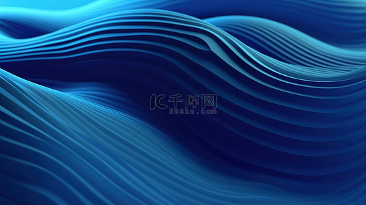 抽象波背景与蓝色沙丘碎片 3D 插图