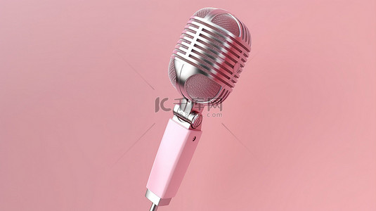 歌手大赛决赛背景图片_3D 渲染中的简约音乐概念粉色麦克风