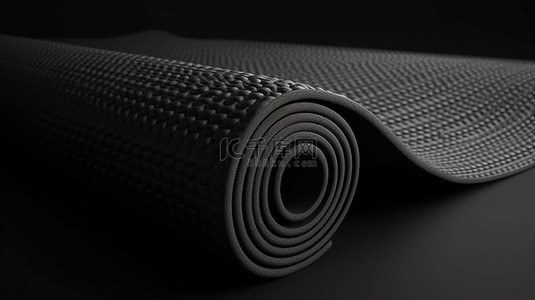 彩色瑜伽背景图片_3d 渲染中黑色瑜伽垫的背景