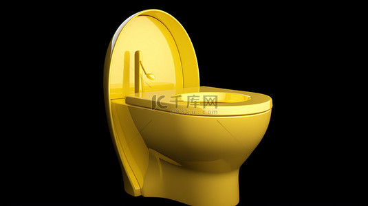 插图 3D 陶瓷厕所位于孤立的黄色座椅壁橱中