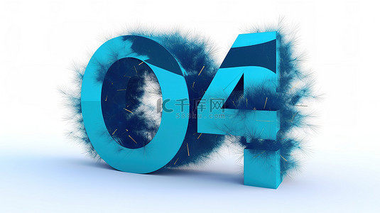 白色背景 3d 渲染上的蓝色毛茸茸的 4g 网络图标