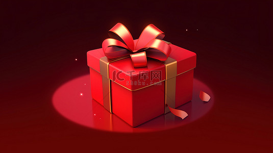 礼物盒子海报背景图片_带有红色背景和充满活力的蝴蝶结的彩色礼品盒的逼真 3D 渲染