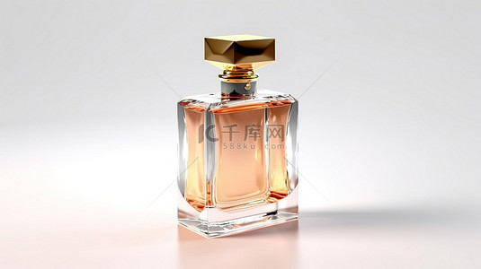 奢侈包背景图片_白色背景下香水瓶的 3d 渲染