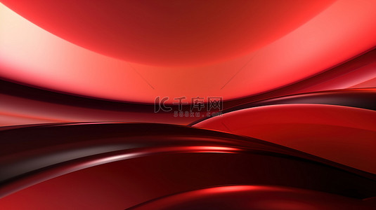 渐红色背景图片_抽象红色和渐变光背景的逼真 3D 渲染