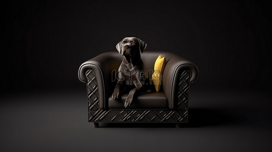 大狗背景图片_扶手椅旁边守卫大丹狗的 3D 渲染