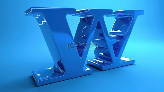 字体书法背景图片_3d 字母渲染中的蓝色 w