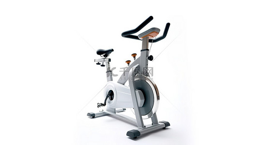 有氧运动背景图片_白色背景上带有指针的固定健身自行车健身设备的 3D 渲染