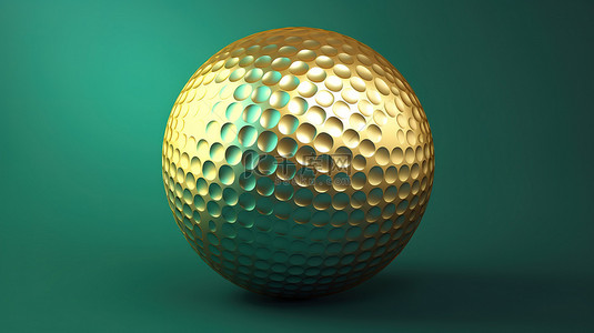 标志性高尔夫球，在潮水绿色背景上带有福尔图纳金符号，社交媒体已准备好 3D 渲染