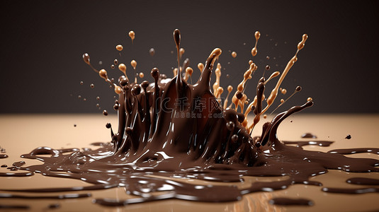 爆裂主图背景图片_令人惊叹的 3D 细节中的巧克力爆裂