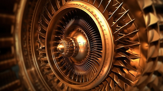 强大的力量背景图片_强大的喷气涡轮机的青铜色调 3D 渲染