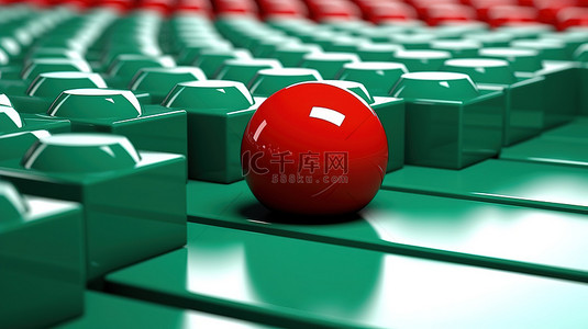 球的元素背景图片_栖息在绿色块上的红球的 3d 渲染