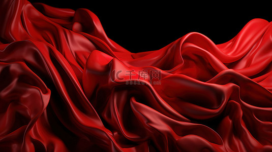 金属拉丝免抠素材背景图片_抽象时尚背景 3d 红色丝绸渲染