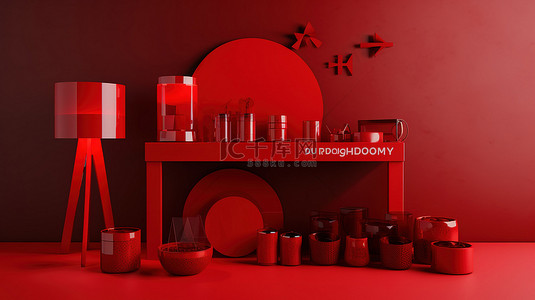 促销背景舞台背景图片_引人注目的 3D 红色产品展示，有效营销