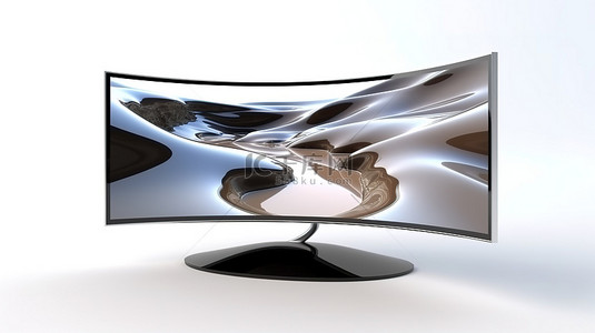 等离子电视背景图片_以 3d 呈现的白色背景上光滑的弧形液晶等离子显示屏