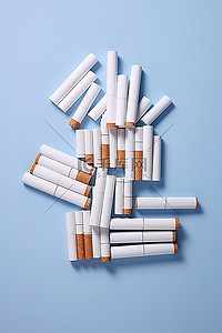 一堆香烟叠在一起