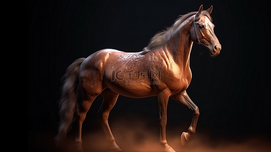 棕色美女背景图片_一匹华丽的棕色种马的令人惊叹的 3D 渲染