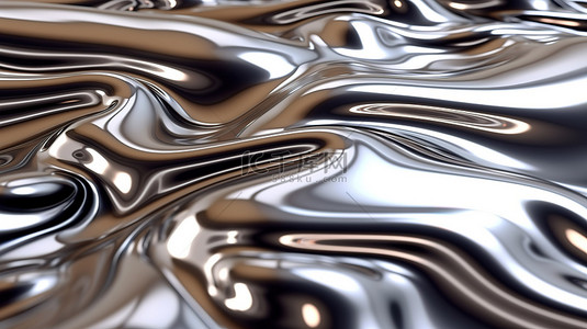 金属铬滤镜背景图片_具有 3D 镀铬波纹效果的金属表面