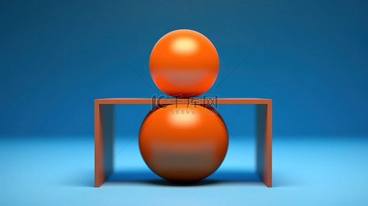 通用型模板背景图片_蓝色菱形上完美平衡的 3D 橙色球体