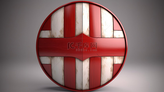 黄金风铃木背景图片_中世纪 3d 渲染带条纹的红色和白色木盾