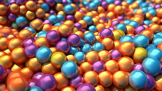 充满活力的浮动球体的 3D 渲染背景