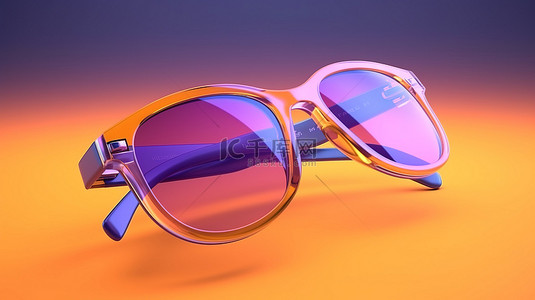 设计暑假背景图片_当代眼镜 3D 插图渲染