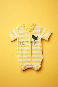 黄色衣服背景图片_亮黄色背景中的婴儿连体衣