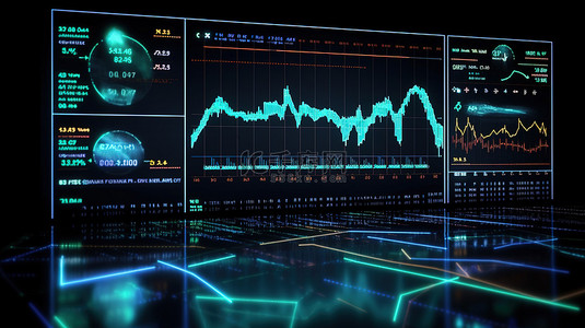 市场数据背景图片_网页横幅投资金融创新 3D 渲染 SEO 数据和分析用户界面
