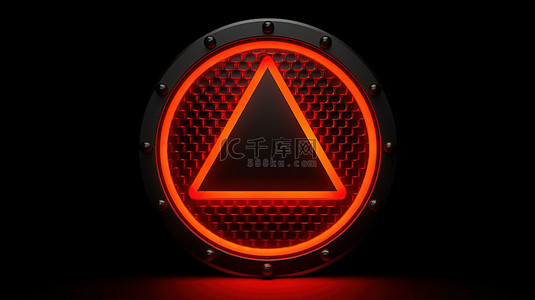 引人注目的安全标志红色警告黑色背景 3D 渲染图像