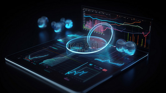 经济数据背景图片_网页横幅和模拟 3d 渲染的分析用户界面与 seo 数据