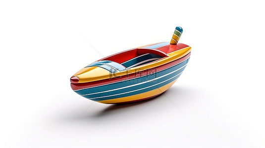 童蓝色背景图片_白色背景抽象设计玩具船的 3D 渲染