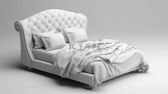 白色背景 3d 渲染上的柔软弧形背床