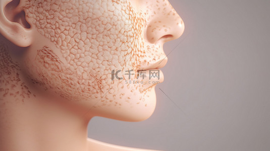 皮肤问题问题背景图片_表皮问题易发痤疮皮肤的简单 3D 插图