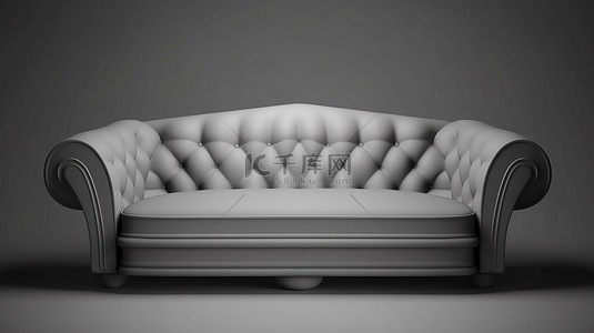 中性灰色背景上展示的 3D 设计沙发