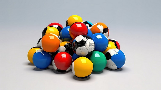 游戏元素背景图片_充满活力的 3D 渲染足球是孤立物体的简约现代设计