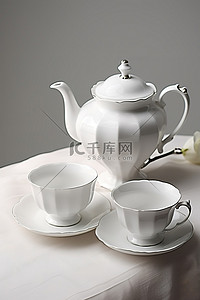 茶壶和茶杯放在桌子上