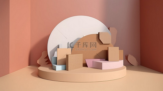 平台模式背景图片_3d 渲染折扣模式下的产品展示台