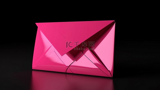 邮政图标背景图片_以逼真的 3d 渲染的象征性粉红色信封图标