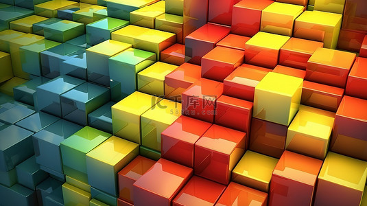 作为背景的立方体块的 3d 插图