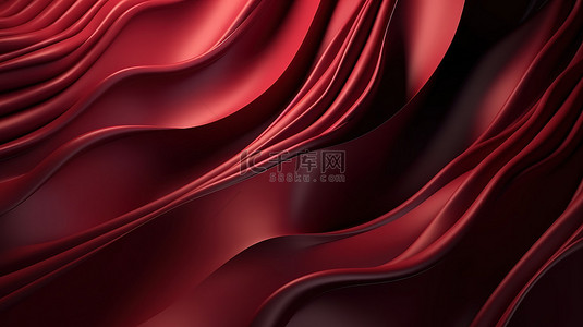 红色精美背景图片_抽象背景中重叠的红色勃艮第层的精美 3D 渲染