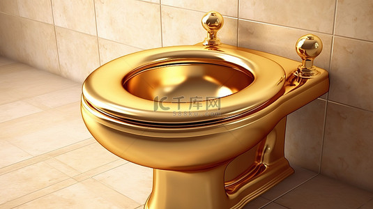 水质地背景图片_豪华金色厕所的 3d 渲染