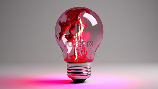 红色印迹背景图片_灯泡上斑点状红色油漆污渍的 3D 插图