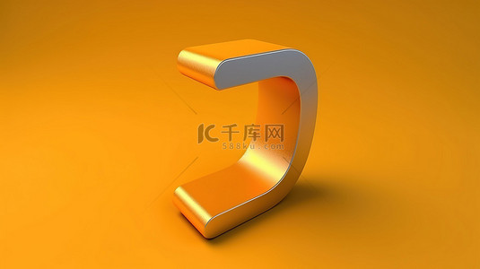 具有独特视角倾斜字母 j 的 3D 渲染字体